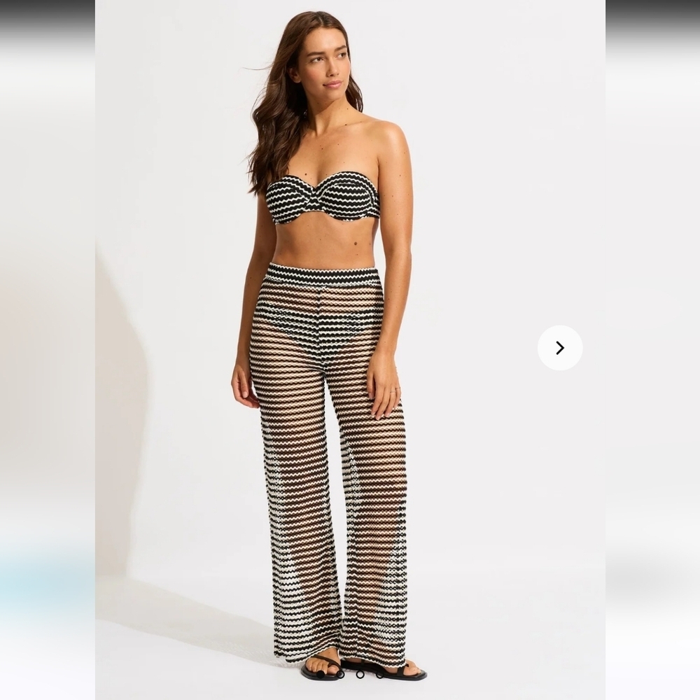 Seafolly Australia Black & Off White Mesh Effect Pant Size Large